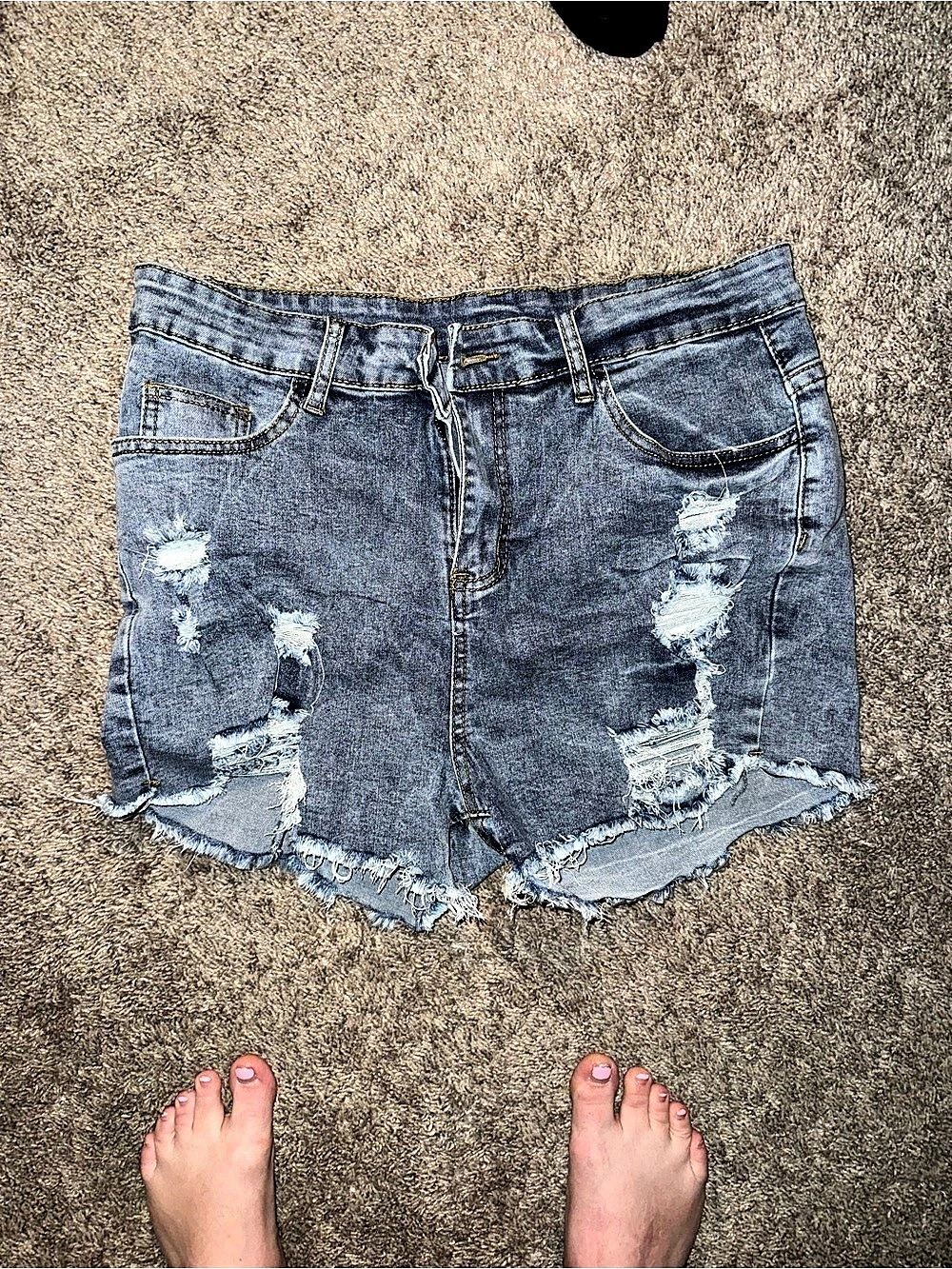 Distressed Denim Jean Shorts in Blue NWT